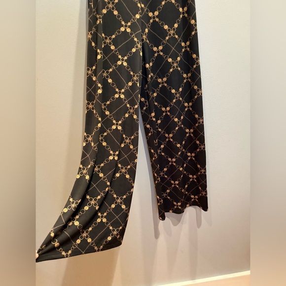 Zara Black and Gold Wide Leg Pants with Intricate Design - Picture 4 of 4